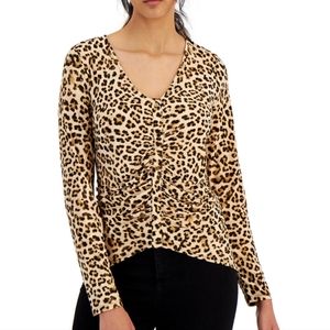 NWT INC Leopard Print Ruched Top